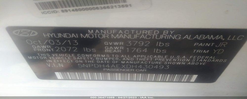 5NPDH4AEXDH430493 2013 HYUNDAI ELANTRA photo no. 9