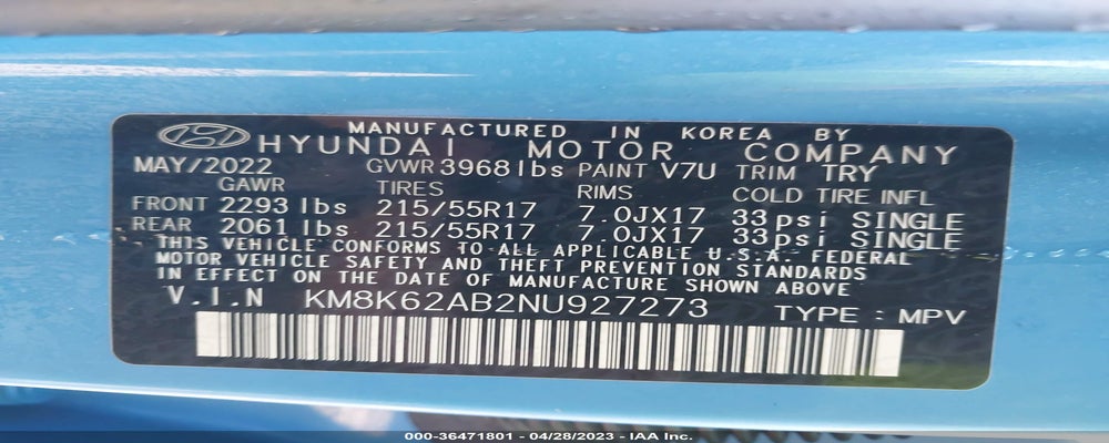 KM8K62AB2NU927273 2022 HYUNDAI KONA photo no. 9
