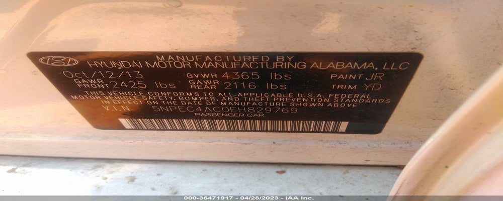 5NPEC4AC0EH829769 2014 HYUNDAI SONATA photo no. 9