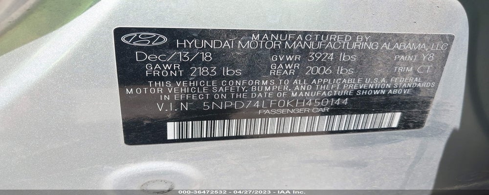 5NPD74LF0KH450144 2019 HYUNDAI ELANTRA photo no. 9