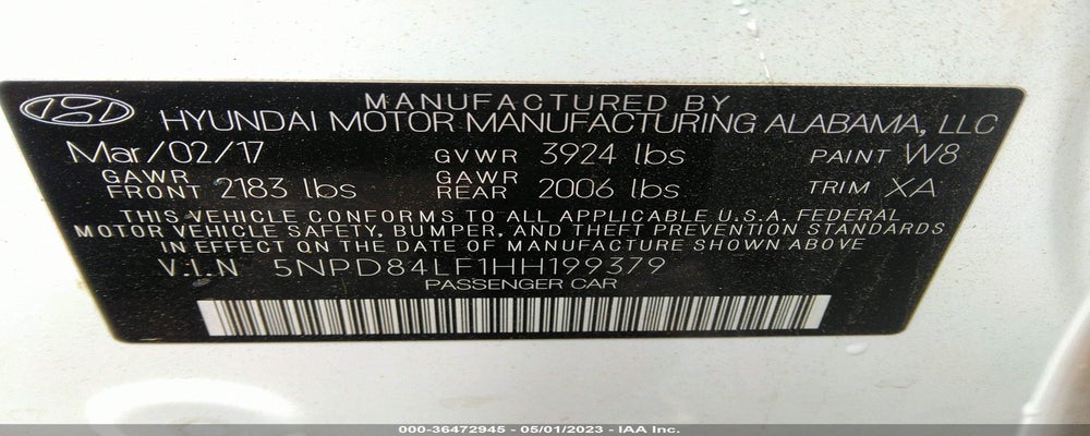 5NPD84LF1HH199379 2017 HYUNDAI ELANTRA photo no. 9