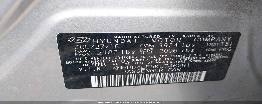 KMHD84LF5KU746291 2019 HYUNDAI ELANTRA photo no. 9