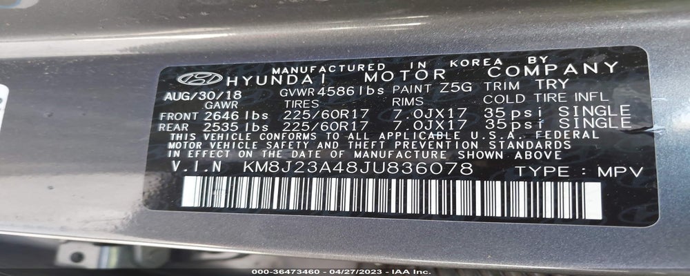 KM8J23A48JU836078 2018 HYUNDAI TUCSON photo no. 9