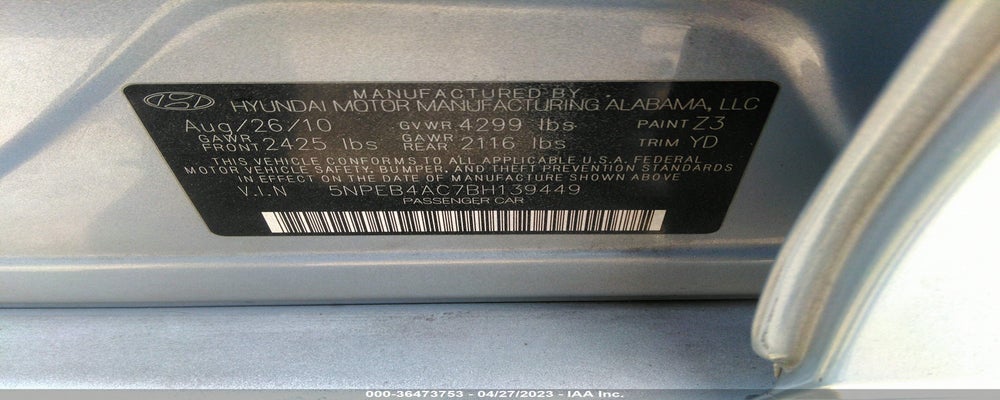 5NPEB4AC7BH139449 2011 HYUNDAI SONATA photo no. 9