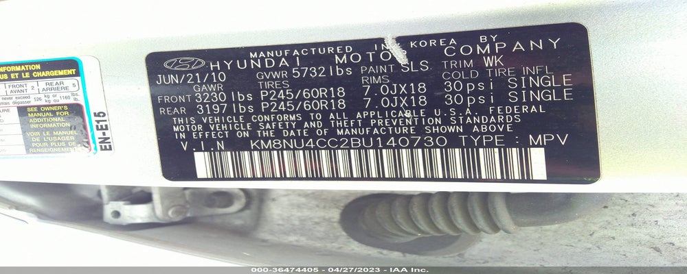 KM8NU4CC2BU140730 2011 HYUNDAI VERACRUZ photo no. 9
