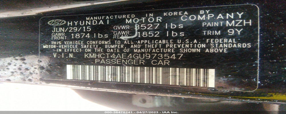 KMHCT4AE4GU973547 2016 HYUNDAI ACCENT photo no. 9