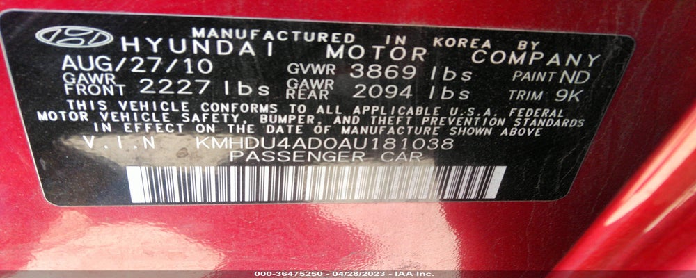 KMHDU4AD0AU181038 2010 HYUNDAI ELANTRA photo no. 9