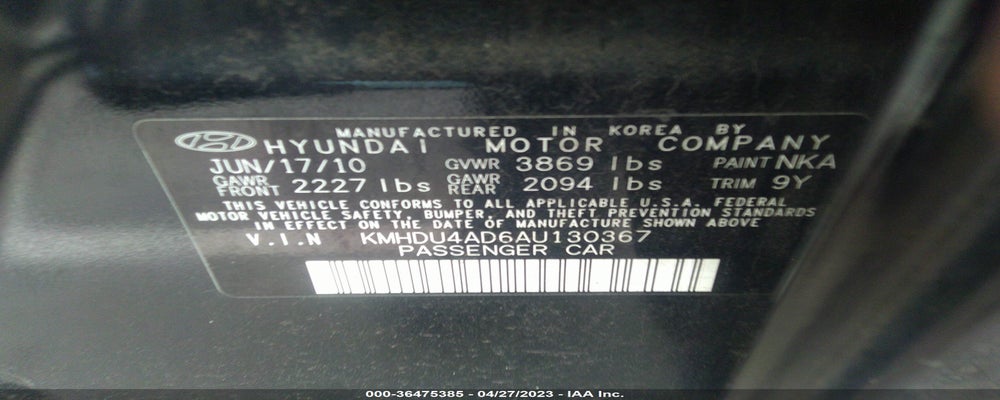 KMHDU4AD6AU130367 2010 HYUNDAI ELANTRA photo no. 9