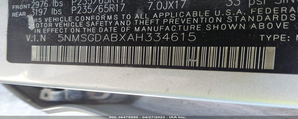 5NMSGDABXAH334615 2010 HYUNDAI SANTA FE photo no. 9