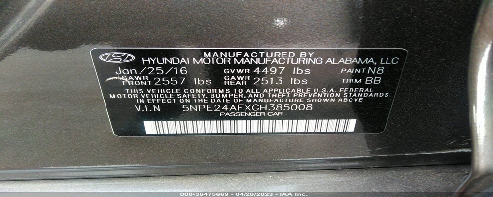 5NPE24AFXGH385008 2016 HYUNDAI SONATA photo no. 9