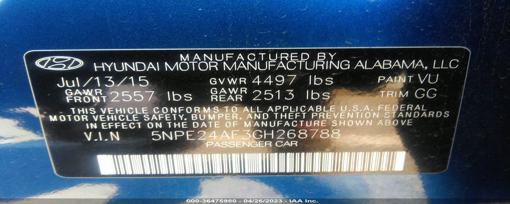 5NPE24AF3GH268788 2016 HYUNDAI SONATA photo no. 9