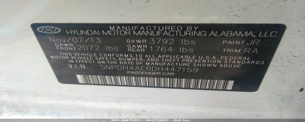 5NPDH4AE6DH447159 2013 HYUNDAI ELANTRA photo no. 9