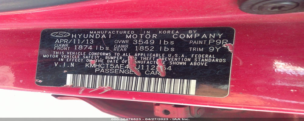 KMHCT5AE4DU112354 2013 HYUNDAI ACCENT photo no. 9