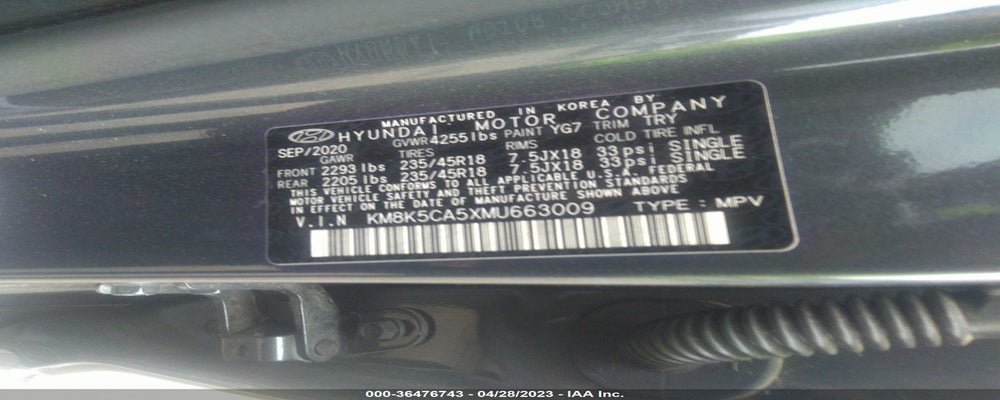 KM8K5CA5XMU663009 2021 HYUNDAI KONA photo no. 9
