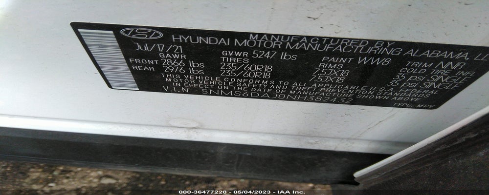 5NMS6DAJ0NH382432 2022 HYUNDAI SANTA FE photo no. 9