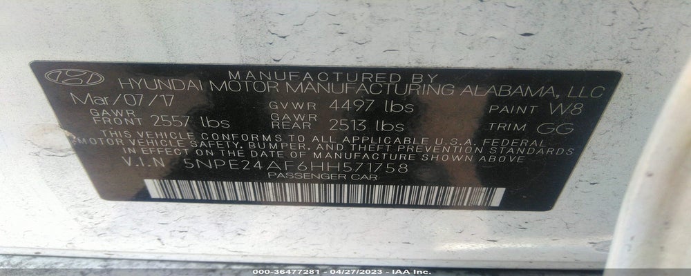 5NPE24AF6HH571758 2017 HYUNDAI SONATA photo no. 9