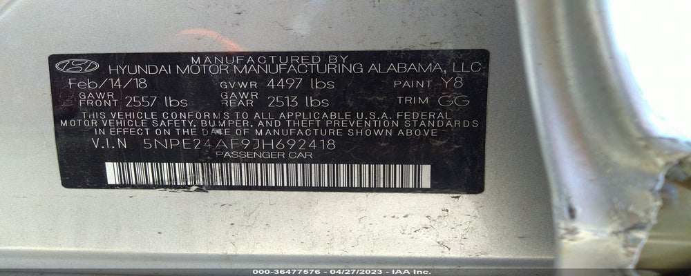5NPE24AF9JH692418 2018 HYUNDAI SONATA photo no. 9