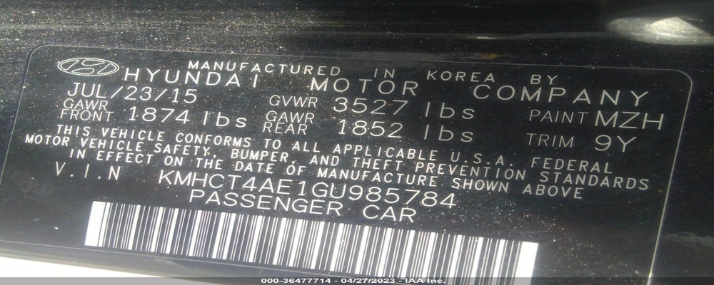 KMHCT4AE1GU985784 2016 HYUNDAI ACCENT photo no. 9