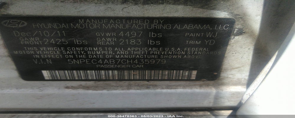 5NPEC4AB7CH435979 2012 HYUNDAI SONATA photo no. 9