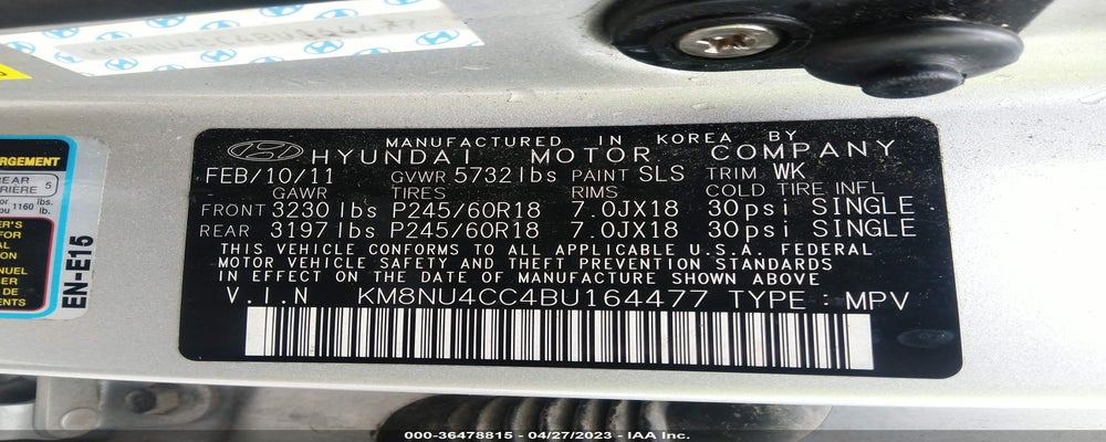 KM8NU4CC4BU164477 2011 HYUNDAI VERACRUZ photo no. 9