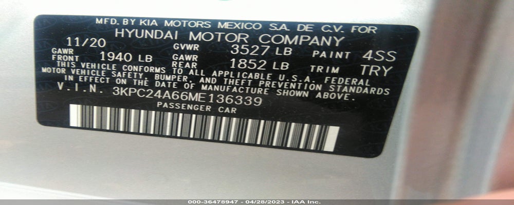 3KPC24A66ME136339 2021 HYUNDAI ACCENT photo no. 9