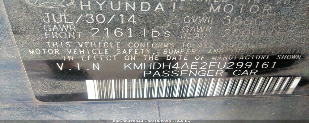 KMHDH4AE2FU299161 2015 HYUNDAI ELANTRA photo no. 9