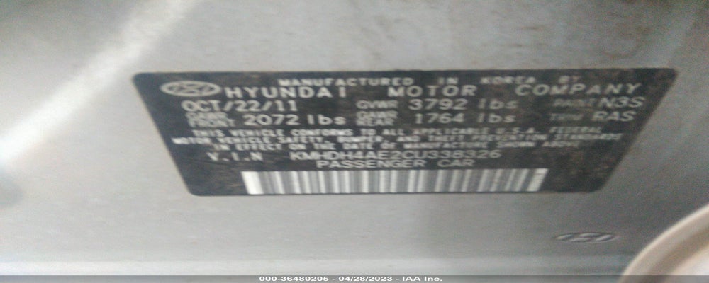 KMHDH4AE2CU338326 2012 HYUNDAI ELANTRA photo no. 9