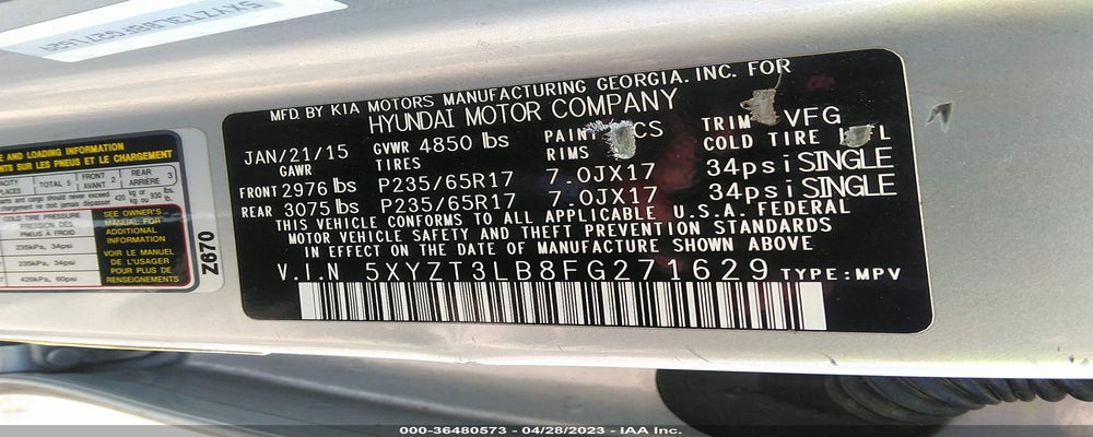 5XYZT3LB8FG271629 2015 HYUNDAI SANTA FE SPORT photo no. 9