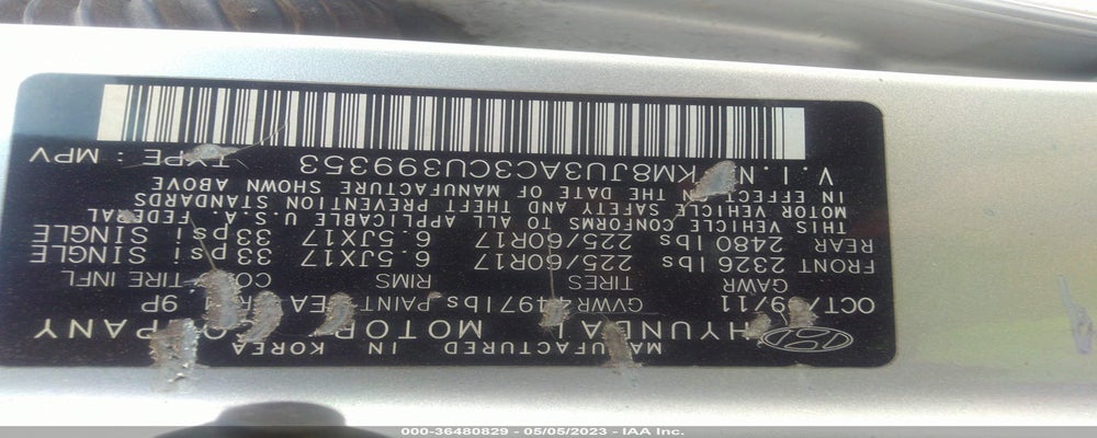 KM8JU3AC3CU399353 2012 HYUNDAI TUCSON photo no. 9
