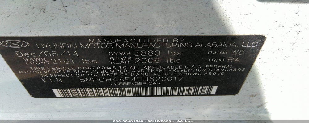 5NPDH4AE4FH620017 2015 HYUNDAI ELANTRA photo no. 9