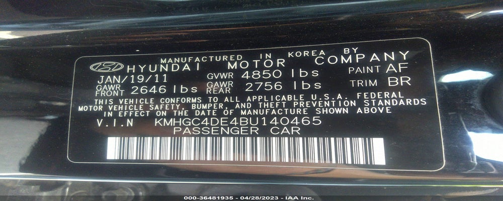 KMHGC4DE4BU140465 2011 HYUNDAI GENESIS photo no. 9