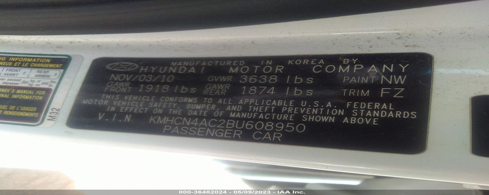 KMHCN4AC2BU608950 2011 HYUNDAI ACCENT photo no. 9