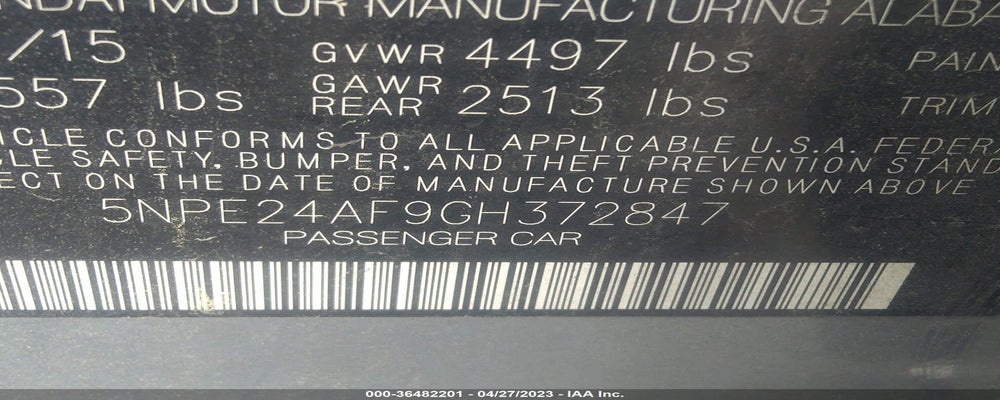 5NPE24AF9GH372847 2016 HYUNDAI SONATA photo no. 9