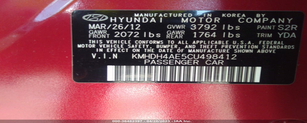 KMHDH4AE5CU498412 2012 HYUNDAI ELANTRA photo no. 9