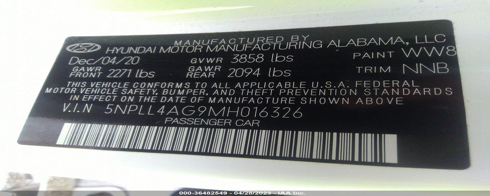 5NPLL4AG9MH016326 2021 HYUNDAI ELANTRA photo no. 9