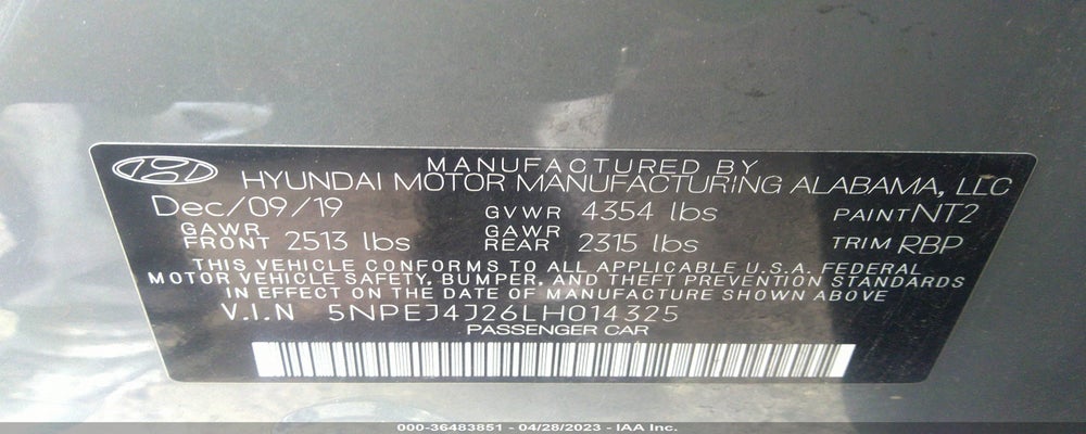 5NPEJ4J26LH014325 2020 HYUNDAI SONATA photo no. 9