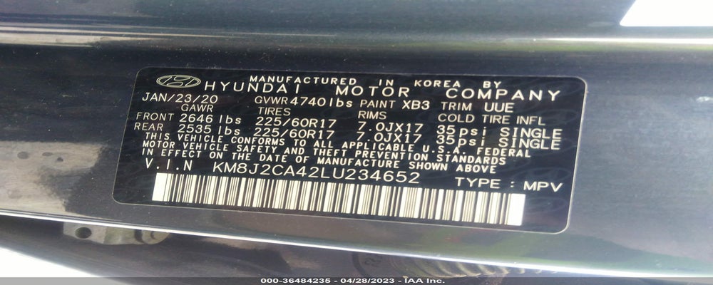 KM8J2CA42LU234652 2020 HYUNDAI TUCSON photo no. 9