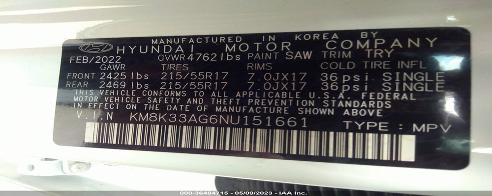 KM8K33AG6NU151661 2022 HYUNDAI KONA ELECTRIC photo no. 9