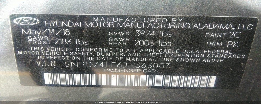 5NPD74LF6JH363007 2018 HYUNDAI ELANTRA photo no. 9