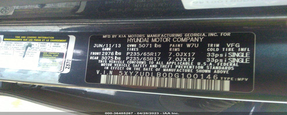 5XYZUDLB0DG100146 2013 HYUNDAI SANTA FE photo no. 9
