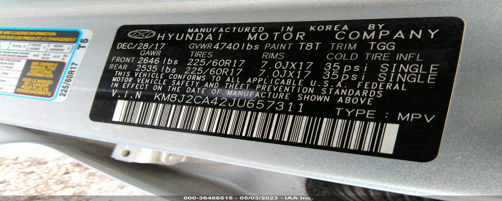 KM8J2CA42JU657311 2018 HYUNDAI TUCSON photo no. 9