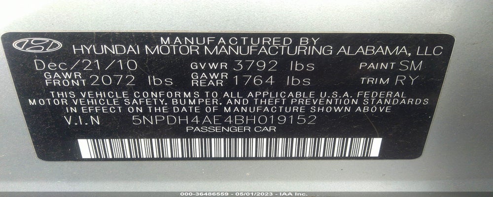 5NPDH4AE4BH019152 2011 HYUNDAI ELANTRA photo no. 9