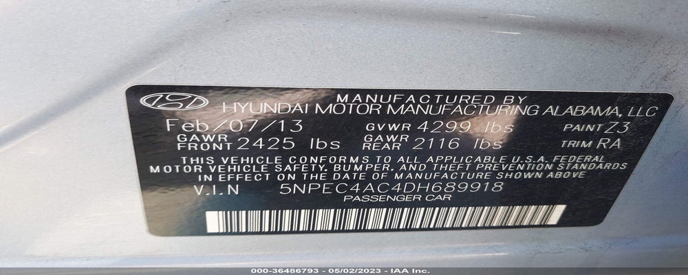 5NPEC4AC4DH689918 2013 HYUNDAI SONATA photo no. 9