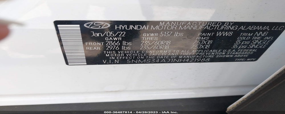 5NMS34AJ1NH421988 2022 HYUNDAI SANTA FE photo no. 9