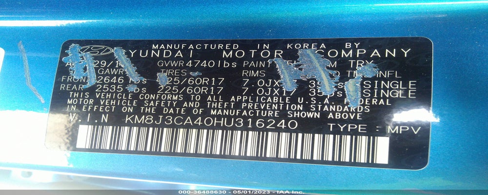 KM8J3CA40HU316240 2017 HYUNDAI TUCSON photo no. 9