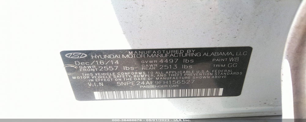5NPE24AF9FH156527 2015 HYUNDAI SONATA photo no. 9