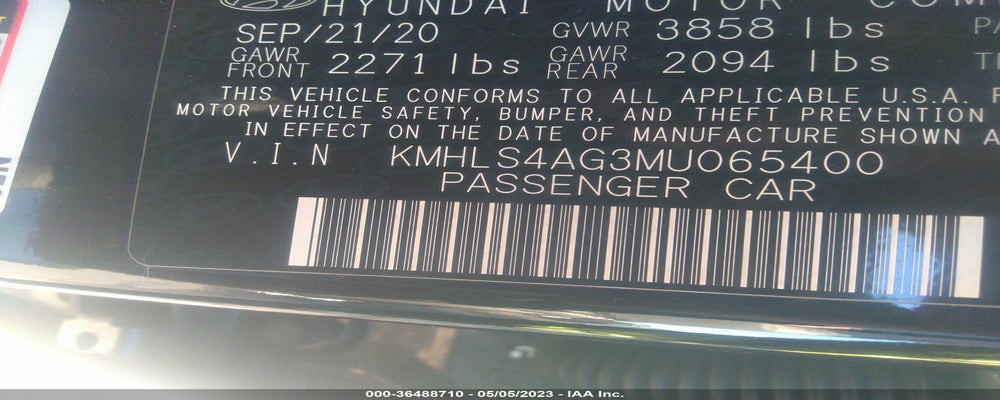 KMHLS4AG3MU065400 2021 HYUNDAI ELANTRA photo no. 9