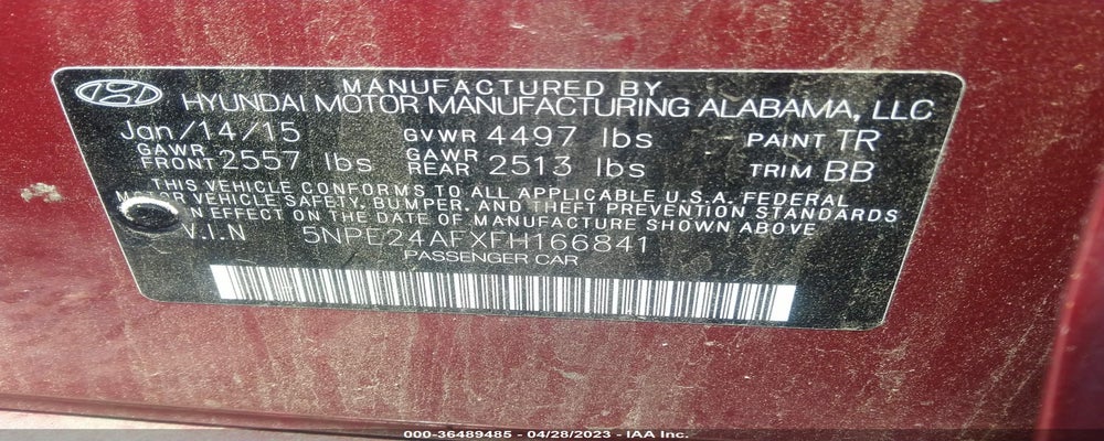 5NPE24AFXFH166841 2015 HYUNDAI SONATA photo no. 9