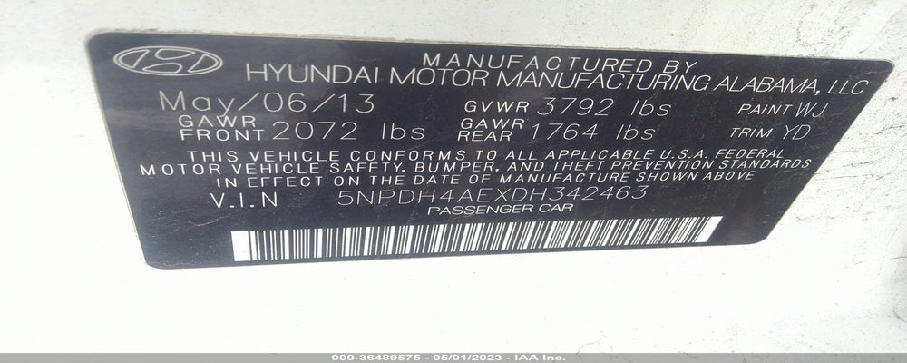 5NPDH4AEXDH342463 2013 HYUNDAI ELANTRA photo no. 9