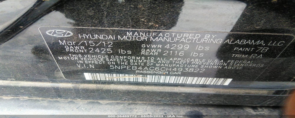 5NPEB4AC6CH493822 2012 HYUNDAI SONATA photo no. 9